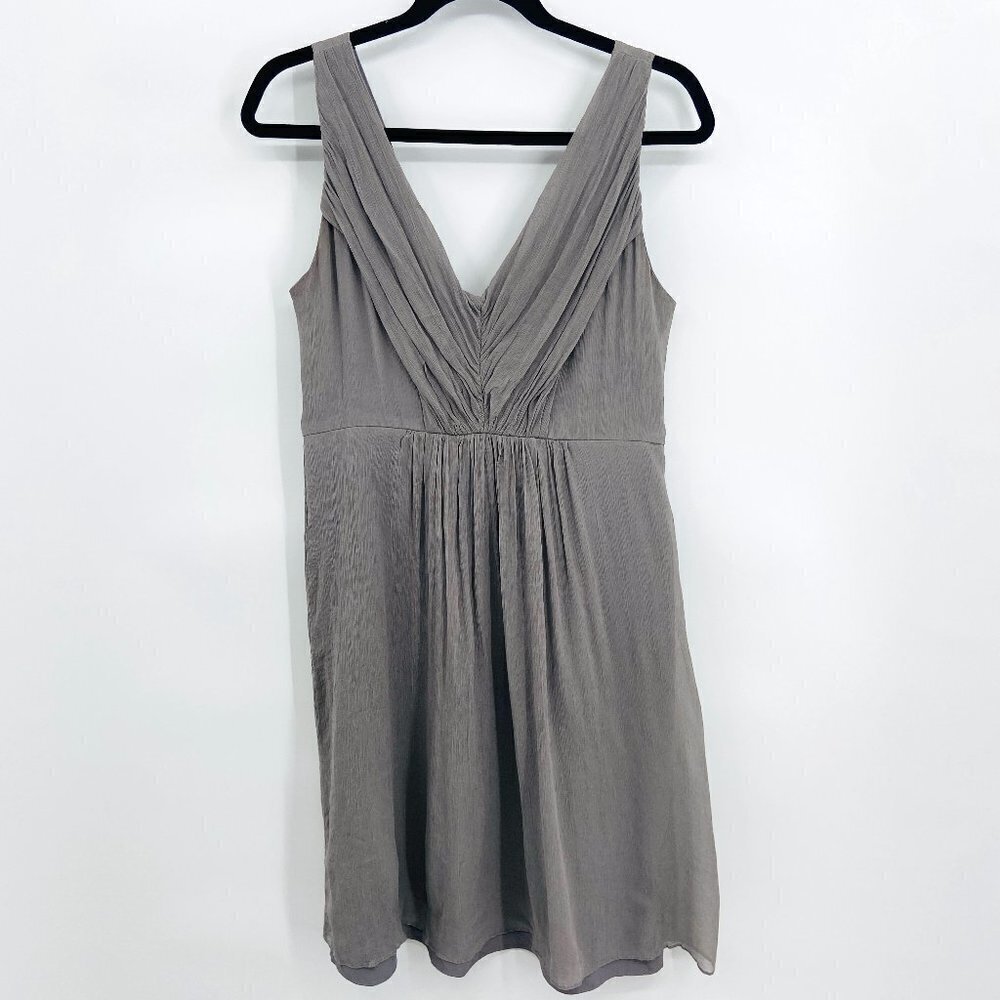 J. CREW Gray 100% Silk Louisa V-Neck Sleeveless Knee Length Bridesmaid Dress 10